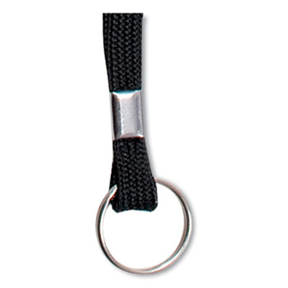 Deluxe Lanyards, Metal Clip Fastener, 36" Long, Black, 24/Box
