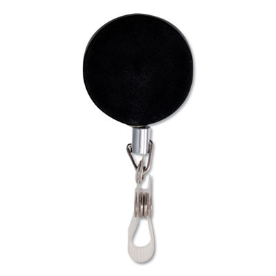 Premier Heavy-Duty Retractable Id Card Reel, 24" Extension, Black/Silver, 12/Box