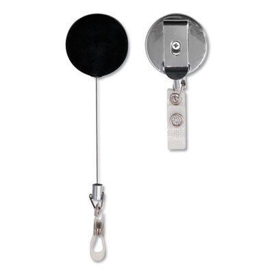 Premier Heavy-Duty Retractable Id Card Reel, 24" Extension, Black/Silver, 12/Box