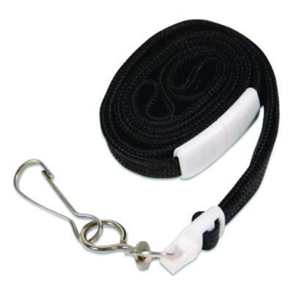 Deluxe Safety Lanyards, Metal J-Hook Style, 36" Long, Black, 24/Box