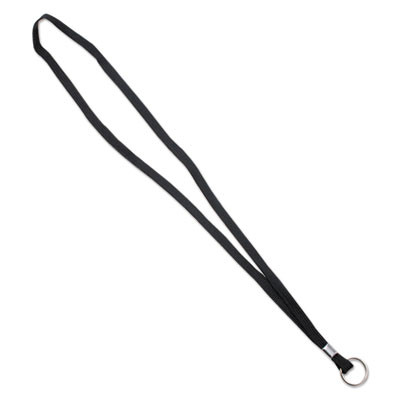 Deluxe Lanyards, Metal Ring Fastener, 36" Long, Black, 24/Box