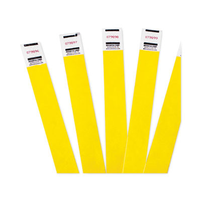 Crowd Management Wristbands, Sequentially Numbered, 10" x 0.75", Yellow, 100/Pack