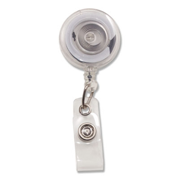 Translucent Retractable Id Card Reel, 30" Extension, Clear, 12/Pack
