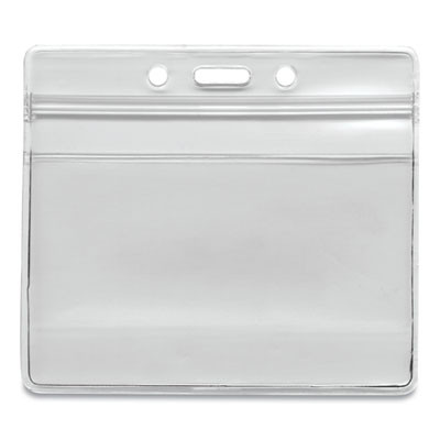 Resealable Id Badge Holders, Horizontal Orientation, Transparent Frost 4.13" x 3.75" Holder, 4" x 2.81" Insert, 50/Pack
