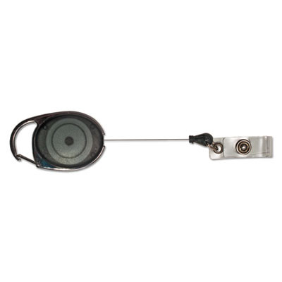 Carabiner-Style Retractable Id Card Reel, 30" Extension, Smoke, 12/Pack