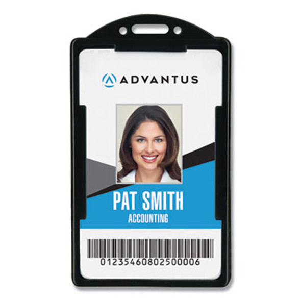 Id Card Holders, Vertical, Black 2.38" x 3.68" Holder, 2.13" x 3.38" Insert, 25/Pack
