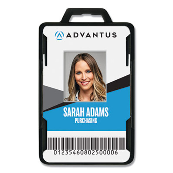Secure-Two Card Rfid Blocking Badge, Horizontal/Vertical, Black 3.68" x 2.38" Holder, 3.38" x 2.13" Insert, 20/Pack