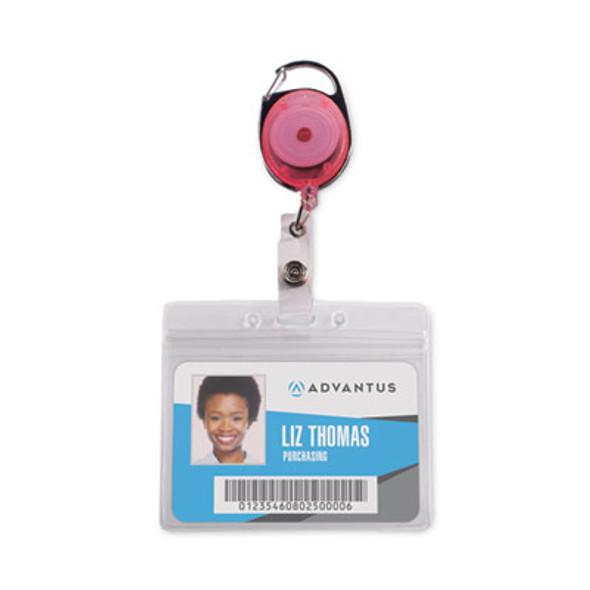 Carabiner-Style Retractable Id Card Reel, 30" Extension, Assorted Neon Colors, 20/Pack