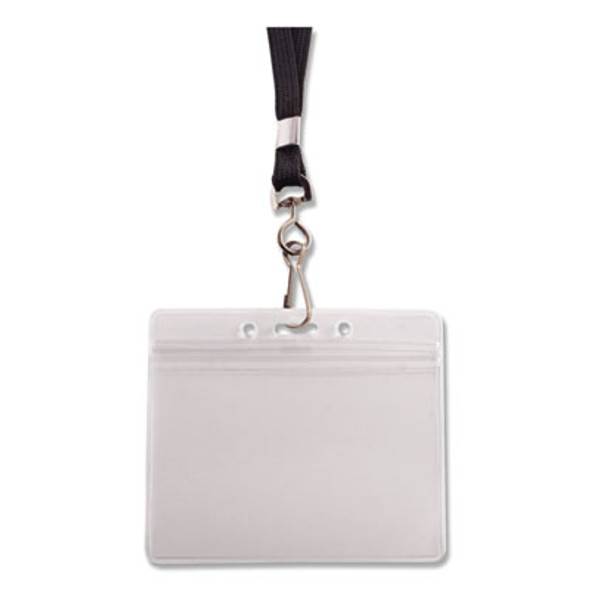 Resealable Badge Holders Combo Pack With 36" Lanyard, Horizontal, Frost 4.13" x 3.75" Holder, 3.88" x 2.63" Insert, 20/Pack