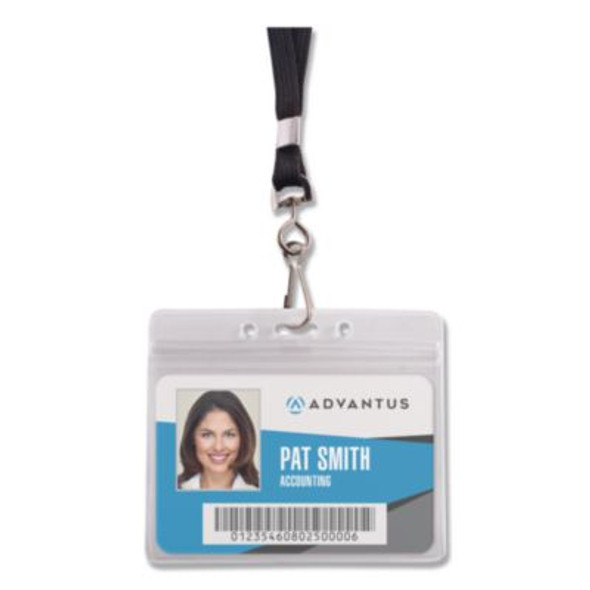 Resealable Badge Holders Combo Pack With 36" Lanyard, Horizontal, Frost 4.13" x 3.75" Holder, 3.88" x 2.63" Insert, 20/Pack