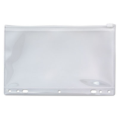 Zip-All Ring Binder Pocket, 2- To 7-Hole Punched, 6" x 9.5", Clear