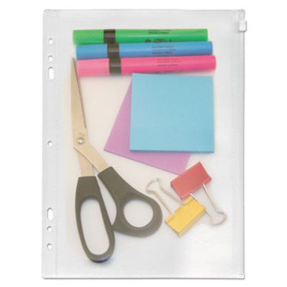 Zip-All Ring Binder Pocket, 2- To 7-Hole Punched, 8.5" x 11", Clear