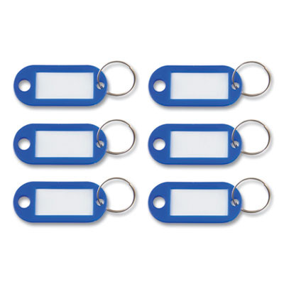 Key Tags Label Window, 0.88 X 0.19 X 2, Dark Blue, 6/Pack