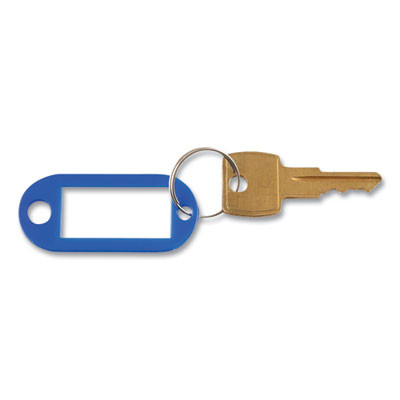 Key Tags Label Window, 0.88 X 0.19 X 2, Dark Blue, 6/Pack