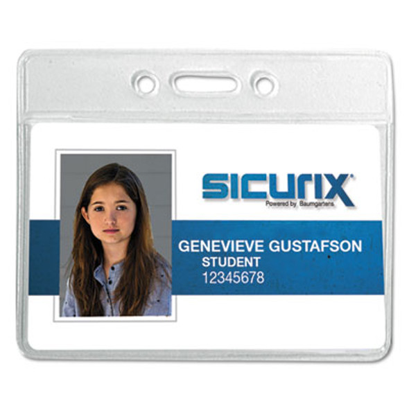 Sicurix Badge Holder, Horizontal, 2.13 X 3.38, Clear, 12/Pack