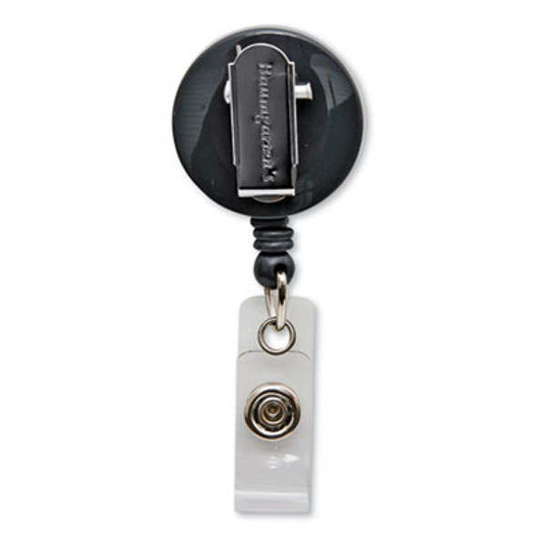 Swivel-Style Spring-Clip Id Card Reel, 30" Extension, Black