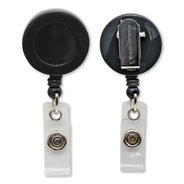Swivel-Style Spring-Clip Id Card Reel, 30" Extension, Black