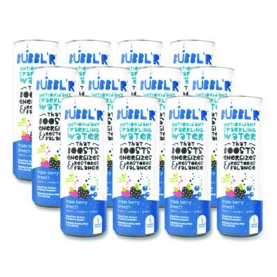 Antioxidant Sparkling Water, Triple Berry Breez'r, 12 Oz Can, 12 Cans/Carton