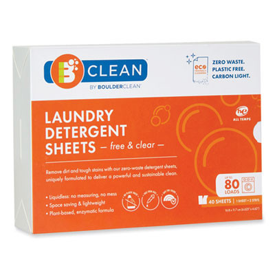 Laundry Detergent Sheets, Free And Clear, 40/Pack