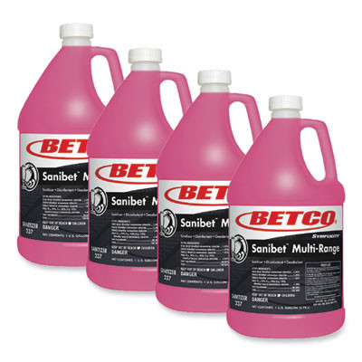 Symplicity Sanibet Multi-Range Sanitizer Disinfectant Deodorizer, 1 Gal Bottle, 4/Carton
