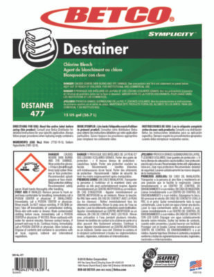 Symplicity Destainer, Mild Chlorine Scent, 15 Gal Drum