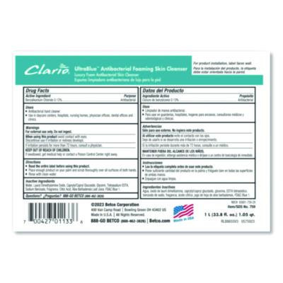 Ultrablue Antibacterial Foaming Skin Cleanser Refill, Fragrance-Free, 1,000 Ml, 6/Carton