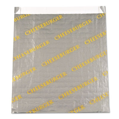 Foil/Paper/Honeycomb Insulated Bag, Cheeseburger Labeling, 6" x 0.75" x 6.5", Gray/Yellow, 1,000/Carton
