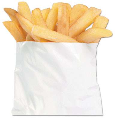 French Fry Bags, 4.5" x 4.5", White, 2,000/Carton