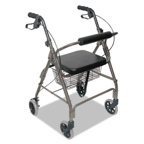 Ultra Lightweight Rollator, Adjusts 33.75" To 38", 300 Lb Capacity, Titanium