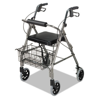 Ultra Lightweight Rollator, Adjusts 33.75" To 38", 300 Lbs Capacity, Titanium