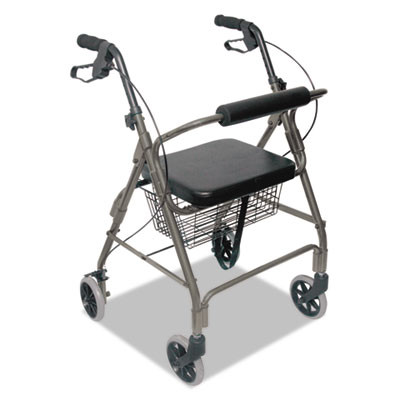 Ultra Lightweight Rollator, Adjusts 33.75" To 38", 300 Lbs Capacity, Titanium