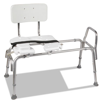 Heavy-Duty Sliding Transfer Bench With Cut-Out Seat, 19w x 15d x 19 To 23h, 400 Lbs Capacity
