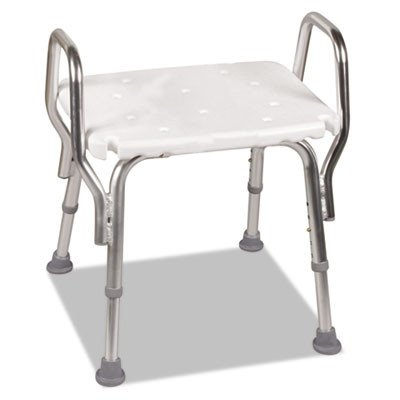 Shower Chair, Backless, Supports Up To 350 Lb, 16" To 20" Seat Height, White/Aluminum