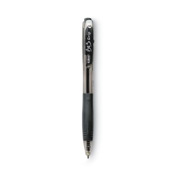 Bu3 Ballpoint Pen, Retractable, Bold 1 Mm, Black Ink, Smoke/Black Barrel, Dozen