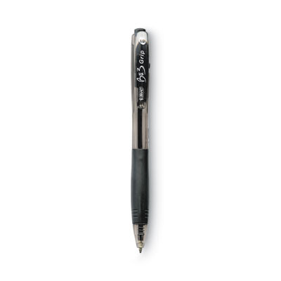 Bu3 Ballpoint Pen, Retractable, Bold 1 Mm, Black Ink, Smoke/Black Barrel, Dozen