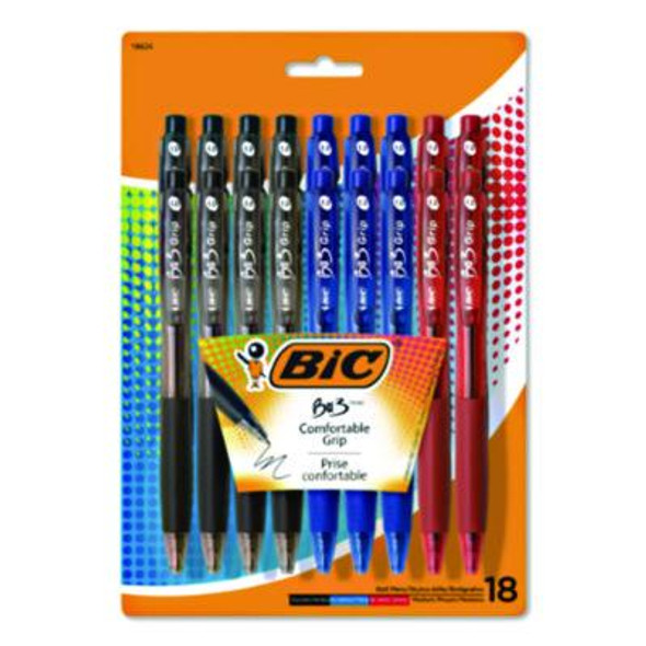 Bu3 Ballpoint Pen, Retractable, Medium 1 Mm, Assorted Ink And Barrel Colors, 18/Pack