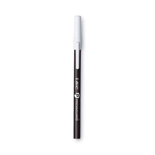 Prevaguard Round Stic Ballpoint Pen, Stick, Medium 1 Mm, Black Ink, Black Barrel, 8/Pack