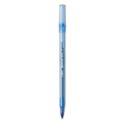 Round Stic Xtra Precision Ballpoint Pen, Stick, Fine 0.8 Mm, Blue Ink, Translucent Blue Barrel, Dozen