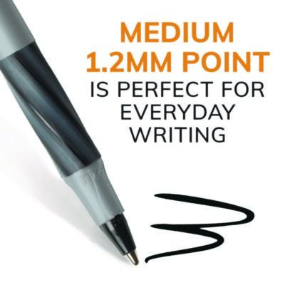 Round Stic Grip Xtra Comfort Ballpoint Pen, Stick, Fine 0.8 Mm, Black Ink, Gray/Black Barrel, Dozen