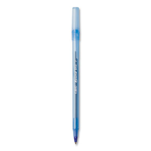 Round Stic Xtra Life Ballpoint Pen, Stick, Medium 1 Mm, Blue Ink, Translucent Blue Barrel, 144/Pack