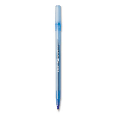 Round Stic Xtra Life Ballpoint Pen, Stick, Medium 1 Mm, Blue Ink, Translucent Blue Barrel, 144/Pack