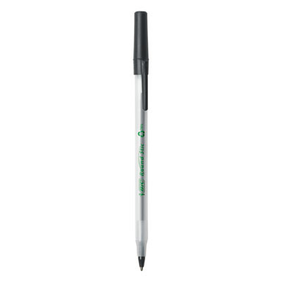 Ecolutions Round Stic Ballpoint Pen Value Pack, Stick, Medium 1 Mm, Black Ink, Clear Barrel, 50/Pack