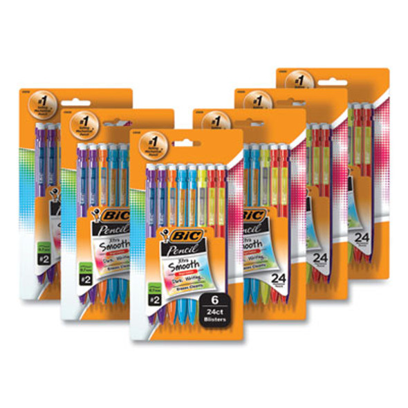 Xtra-Smooth Bright Edition Mechanical Pencils, 0.7 Mm, Hb (#2), Black Lead, Assorted Barrel Colors, 24/Pack, 6 Packs/Carton
