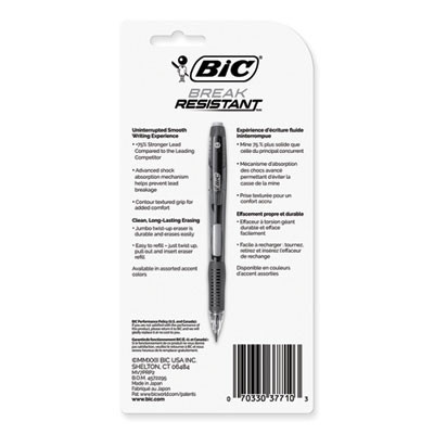Break-Resistant Mechanical Pencils With Erasers, 0.7 Mm, Hb (#2), Black Lead, Assorted Barrel Colors, 2/Pack