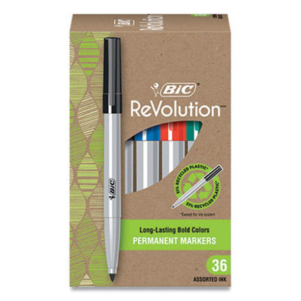 Revolution Permanent Markers, Fine Bullet Tip, Assorted Colors, 36/Pack