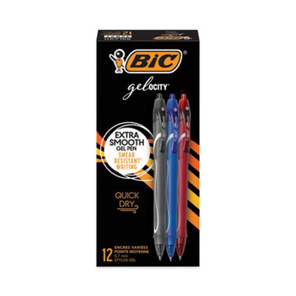 Gel-Ocity Quick Dry Gel Pen, Retractable, Fine 0.7Mm, Assorted Ink And Barrel Colors, Dozen