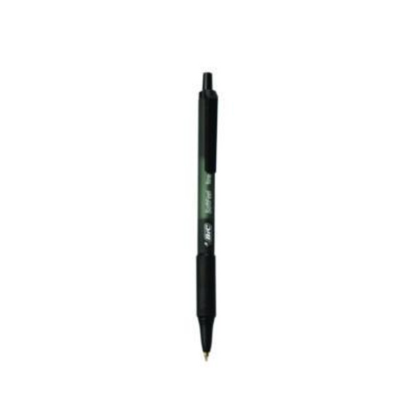Soft Feel Ballpoint Pen, Retractable, Medium 1 Mm, Black Ink, Black Barrel, Dozen