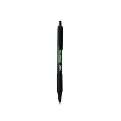 Soft Feel Ballpoint Pen, Retractable, Medium 1 Mm, Black Ink, Black Barrel, Dozen