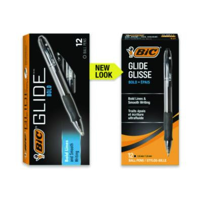 Glide Bold Ballpoint Pen, Retractable, Bold 1.6 Mm, Black Ink, Smoke Barrel, Dozen