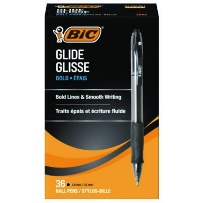 Glide Bold Ballpoint Pen Value Pack, Retractable, Bold 1.6 Mm, Black Ink, Smoke Barrel, 36/Pack
